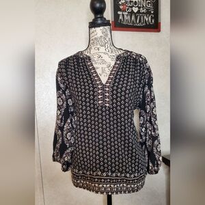 Knox Rose Floral Black and White Women's Top Size:S